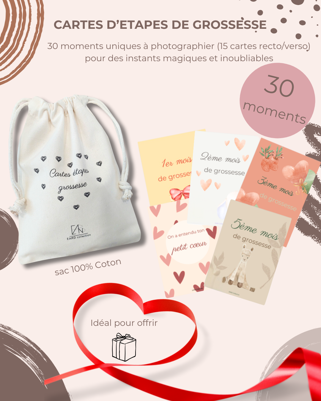 Cartes étapes grossesse 30 moments sur 15 cartes, Cadeau futurs parents/future maman/baby shower, photo souvenir de grossesse – Image 2