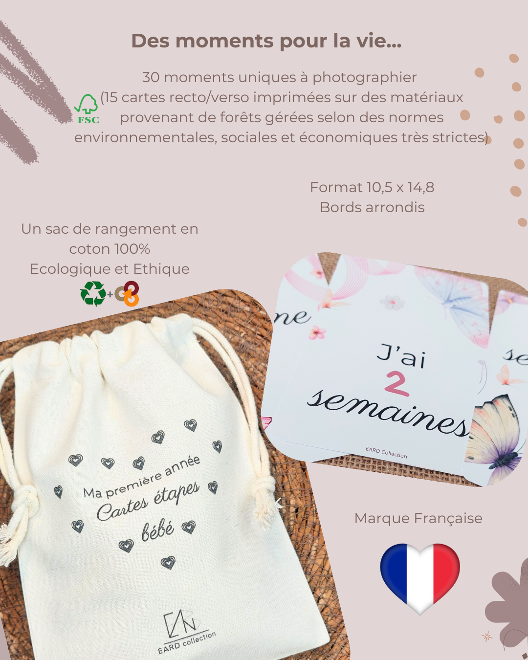 Carte étapes bébé Papillon 30 moments sur 15 cartes Cadeau futurs parents/future maman/baby shower, photo souvenir – Image 3