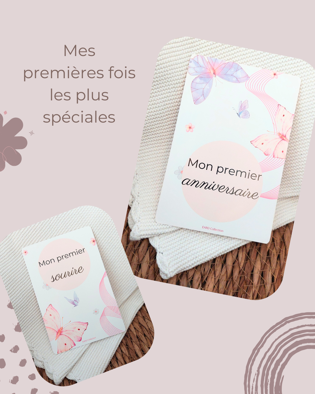 Carte étapes bébé Papillon 30 moments sur 15 cartes Cadeau futurs parents/future maman/baby shower, photo souvenir – Image 4