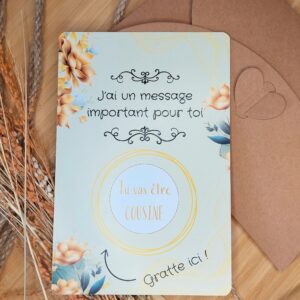 Carte à Gratter annonce grossesse - Tu vas être COUSINE