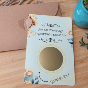 Lot 5 cartes au choix - Cartes a Gratter annonce grossesse avec enveloppe