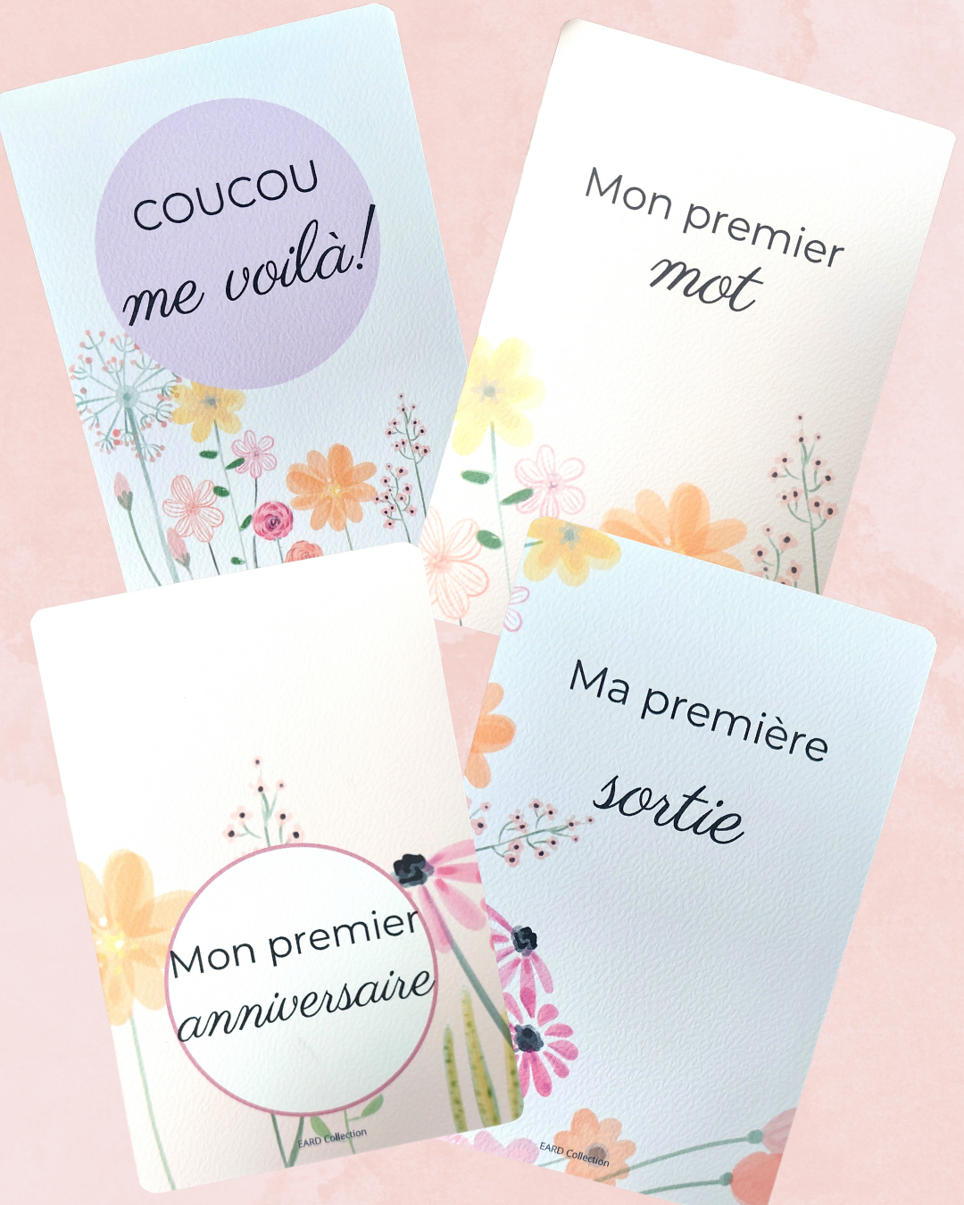 Carte étapes bébé fleures 30 cartes Cadeau futurs parents/future maman/baby shower, photo souvenir