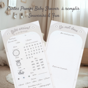 Cartes de Pronostics Naissance – Jeu & Souvenirs Baby Shower /jeu gender reveal ,Animation fête prénatale