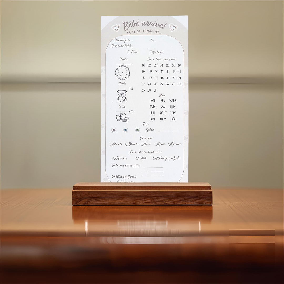 Cartes de Pronostics Naissance – Jeu & Souvenirs Baby Shower /jeu gender reveal ,Animation fête prénatale – Image 5
